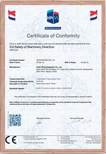 CE certificate for telescopic arms CE certificate for telescopic arms